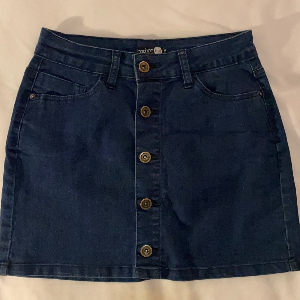 Dark blue denim mini skirt